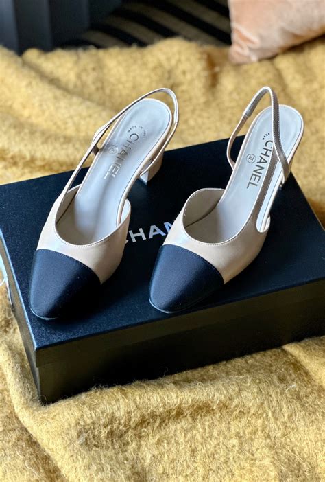 chanel two tone slingback|chanel style slingback flats.